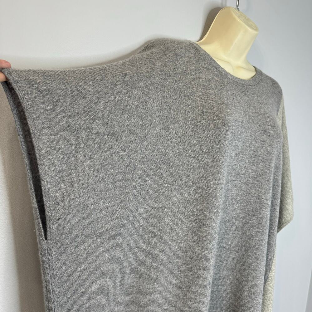 Magaschoni Cashmere Tunic Poncho Sweater Grey Relaxed Fit Minimalist O/S - Picture 2 of 7